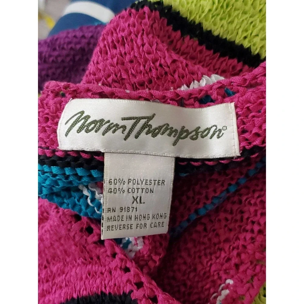Norm Thompson XL Short Sleeve Striped Pullover Sweater